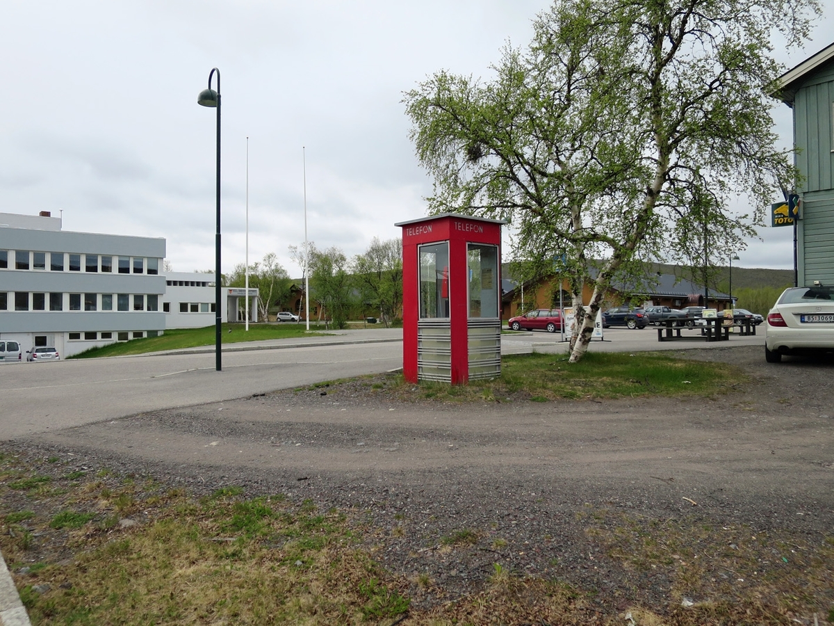Denne telefonkiosken står i Rådhusveien 2 i Tana, og er en av de 100 vernede kioskene i Norge. De røde telefonkioskene ble laget av hovedverkstedet til Telenor (Telegrafverket, Televerket). Målene er så å si uforandret. 
Vi har dessverre ikke hatt kapasitet til å gjøre grundige mål av hver enkelt kiosk som er vernet. 
Blant annet er vekten og høyden på døra endret fra tegningene til hovedverkstedet fra 1933.
Målene fra 1933 var:
Høyde 2500 mm + sokkel på ca 70 mm
Grunnflate 1000x1000 mm.
Vekt 850 kg.
Mange av oss har minner knyttet til den lille røde bygningen. Historien om telefonkiosken er på mange måter historien om oss.  Derfor ble 100 av de røde telefonkioskene rundt om i landet vernet i 1997. Dette er en av dem.