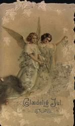 Julekort. To englemotiv samt juledikt.