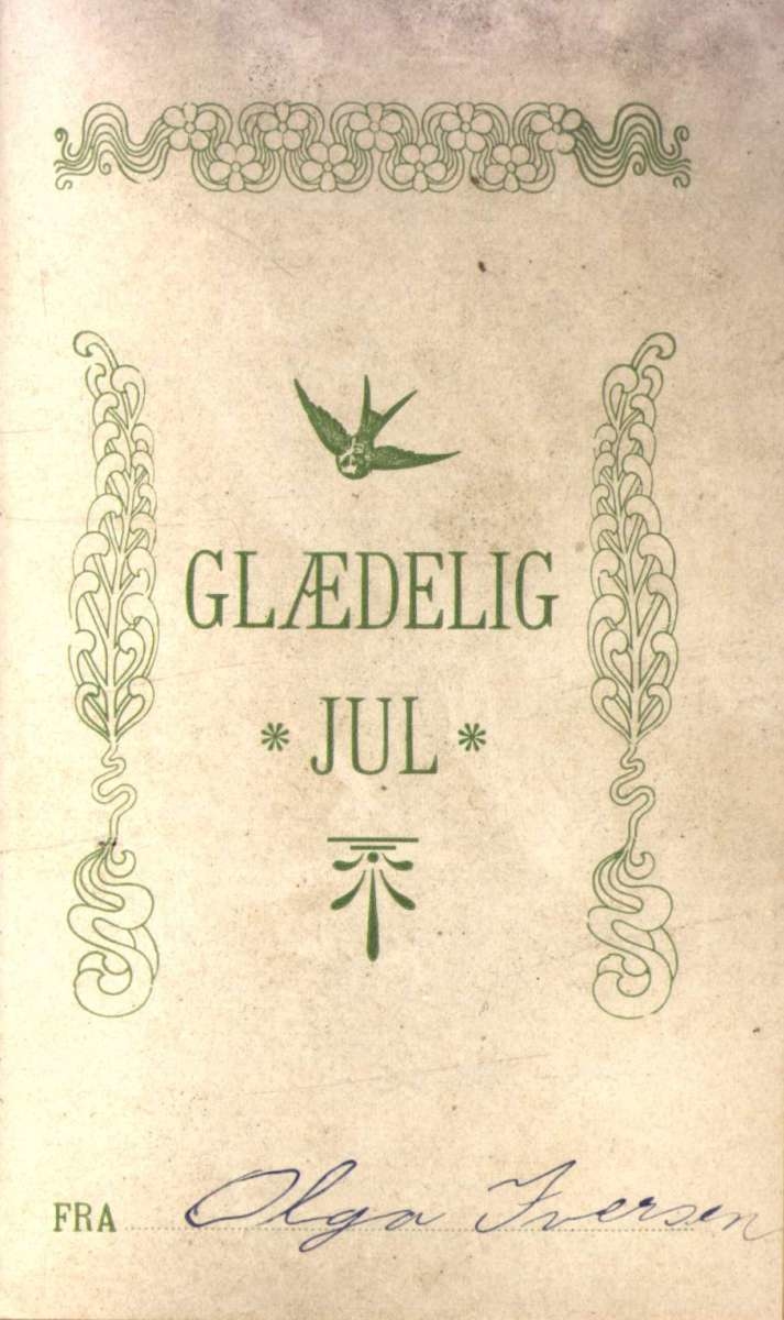 Julekort. To englemotiv samt juledikt.