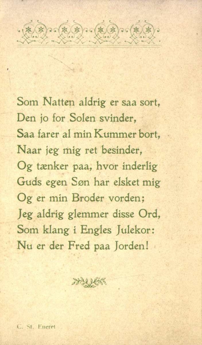 Julekort. To englemotiv samt juledikt.