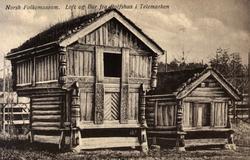 Postkort. Loft og bur fra Rolfshus, Mo i Telemark.  Telemark