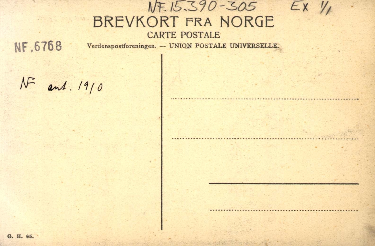 Postkort. Folkemuseet på Bygdøy, foto fra 1910.  Bruksbygninger, NF.
