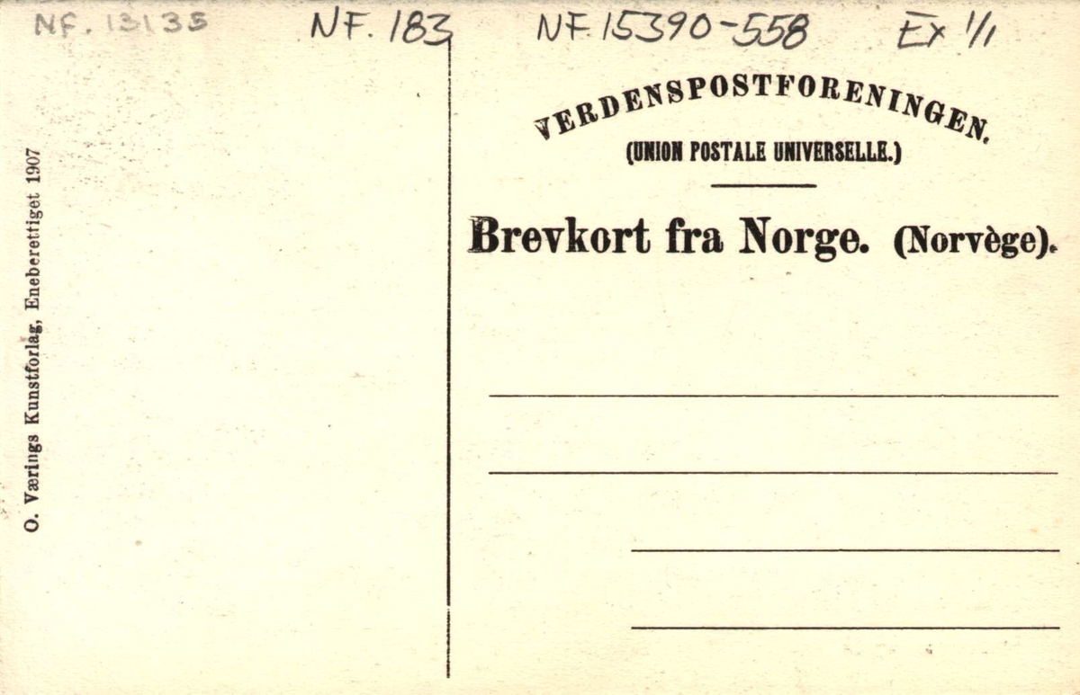 Postkort. Norsk Folkemuseum. Berdalsloftet, Nesland i Telemark