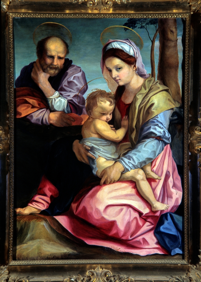 Løten kirke, maleri av Selma Andersen. "Den hellige familie på flukt til Egypt"