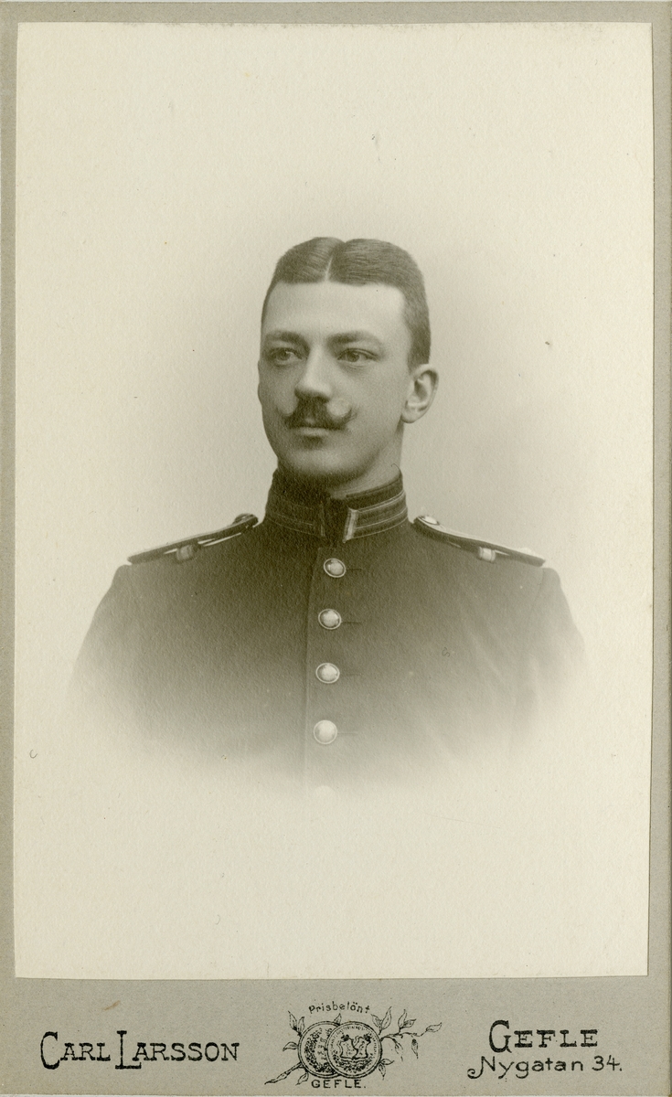 Porträtt av Karl Hampus Teodor Palm, löjtnant vid Upplands regemente I 8.
Se även AMA.0009842.