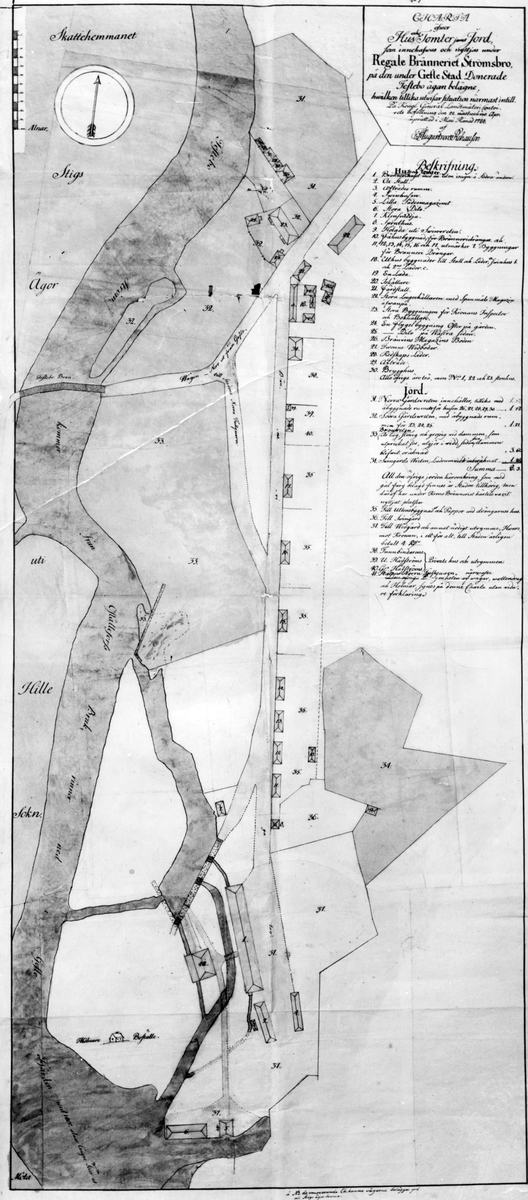 Karta från 1788 av A F von Rehausen, Lantmäterikontoret i Gävle.
Se sid 95 ur "Från Gästrikland 1968" av G. Hobron.
