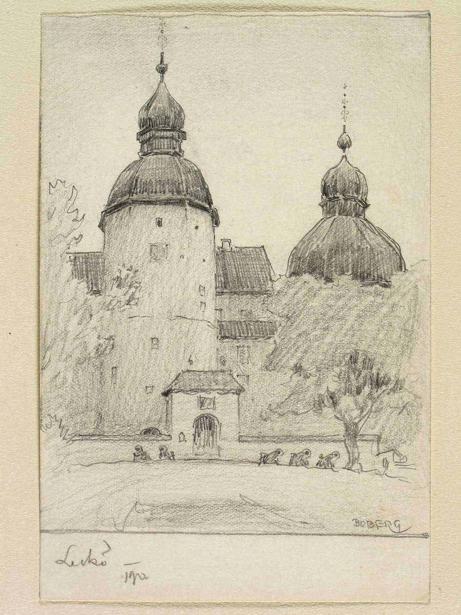 Teckning av Ferdinand Boberg. Västergötland, Kållands hd., Kållandsö sn., Leckö