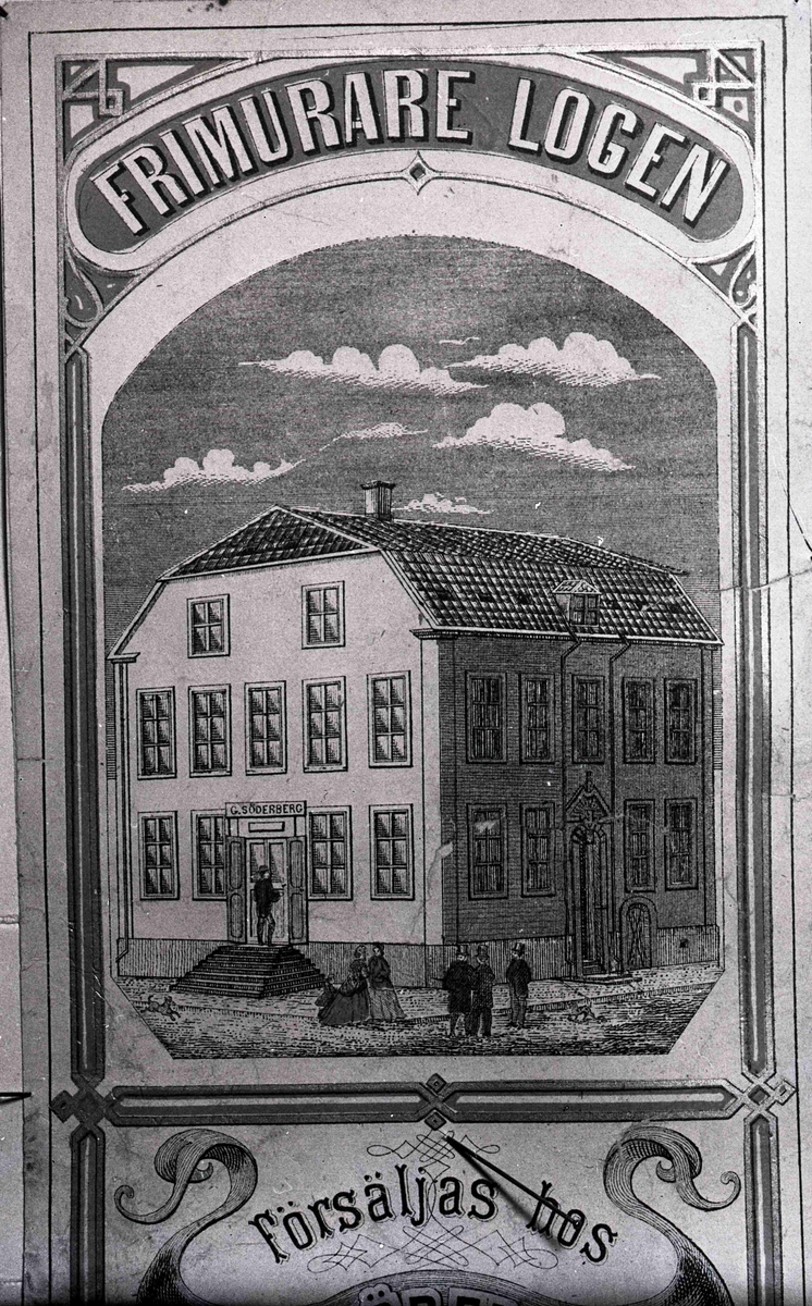 Nils Bremers gård "Spinnhuset". Etikett från cigarrlåda.

Träsnitt från 1870.