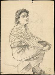 Sittende kvinne (studie fra Tegneskolen) [skisse]