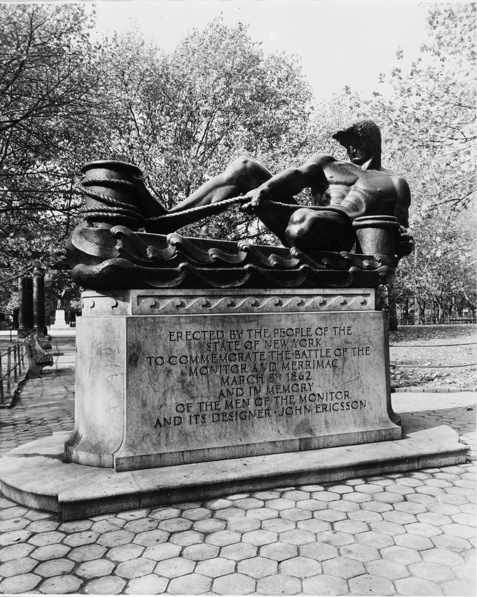 Monumentet av Monitor och Merrimac i Brooklyn, New York.
