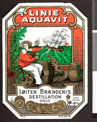 Spritetikett. Linje Aquavit, Løiten Linje, Løten Linje akevi