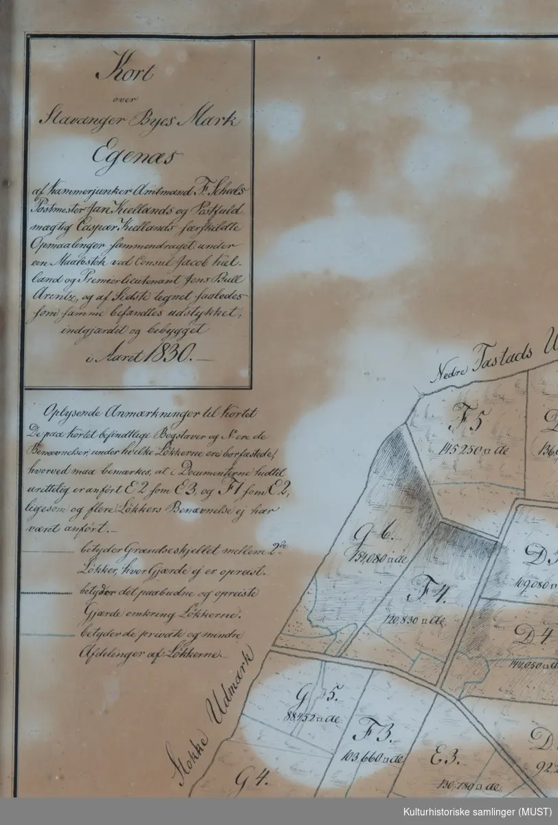Eiendomskart fra 1830 over Egenes-løkkene