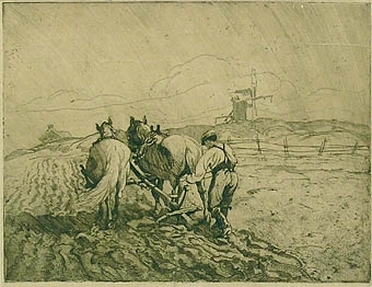 Etsning "Plöjaren", av Acke Åslund. B. 420 H. 380

Inköpt på Länsmuseets utställning "Acke Åslund - hästens målare".