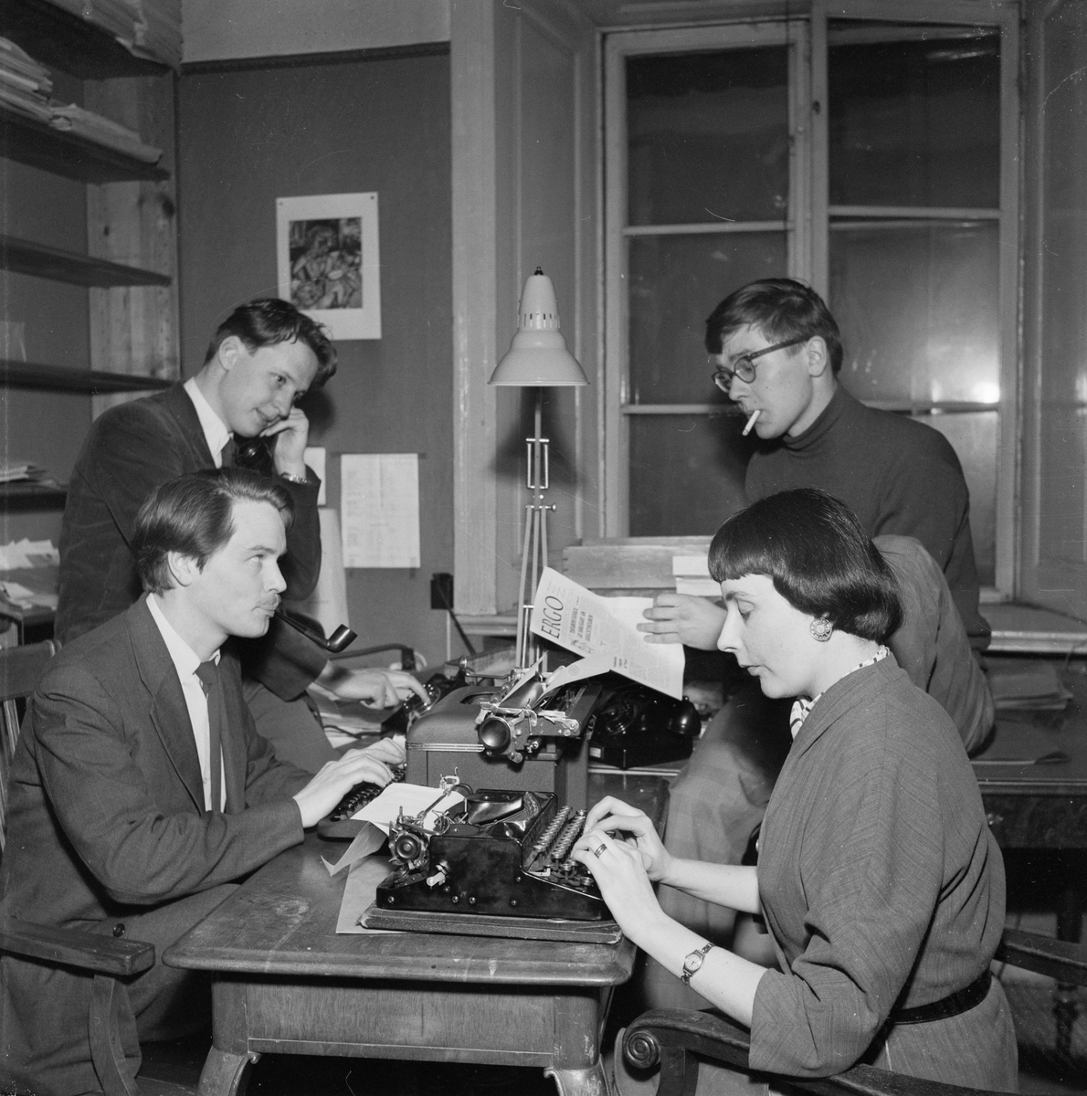 Studenter, Ergos redaktion, Uppsala 1955