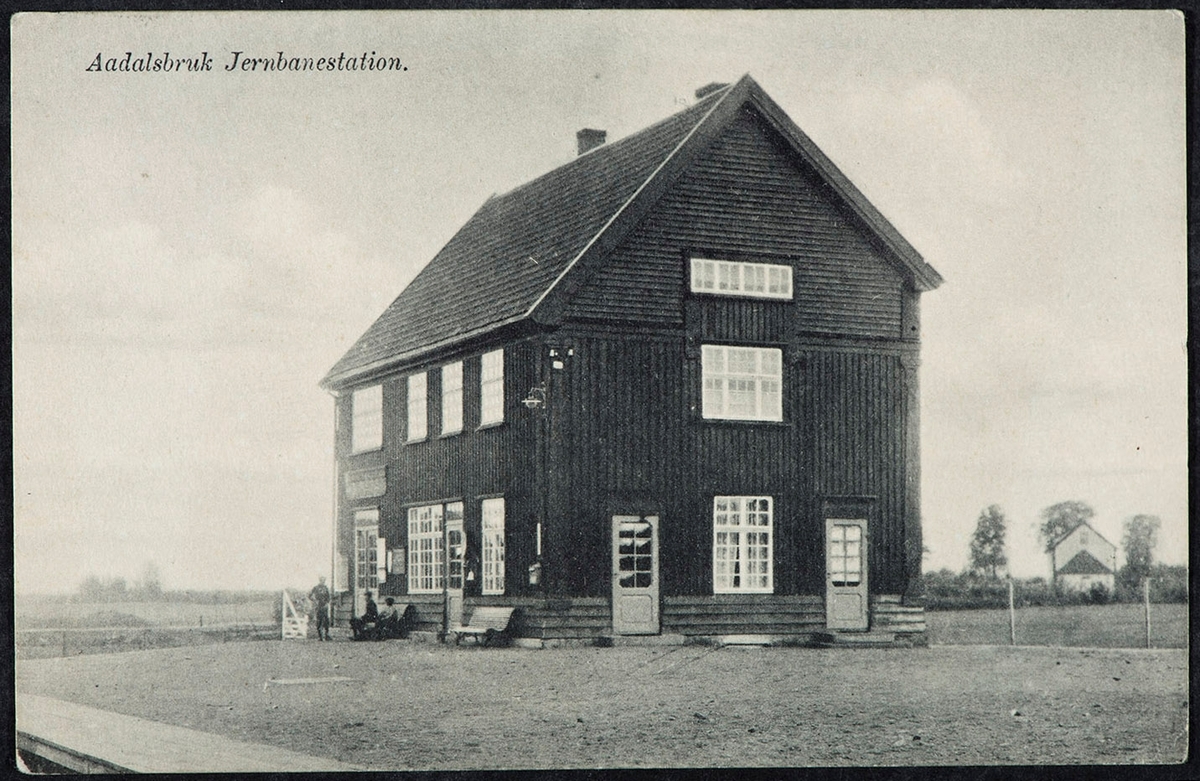Postkort, Løten, Aadals Brug, Ådalsbruk stasjon,