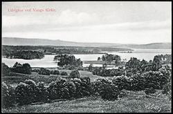 "Udsigten ved Vang kirke" Utsikt mot Åkersvika, Mjøsa. Brevk
