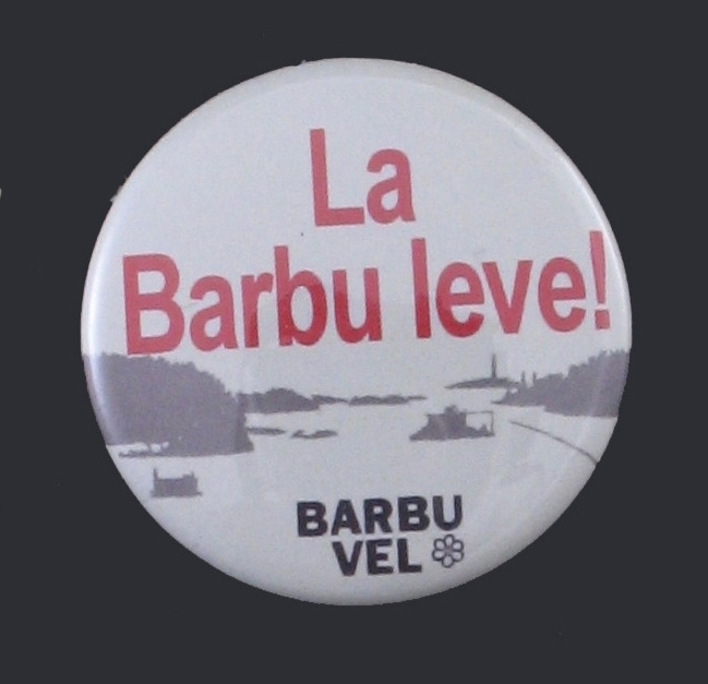 Barbu Vels logo. Galtesund med Torungen fyr, sett fra Ole Thorsens hus. Ole var Barbu Vels første formann. 