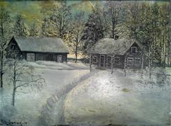 Vinter i Bjerkelund [Landskapsmaleri]