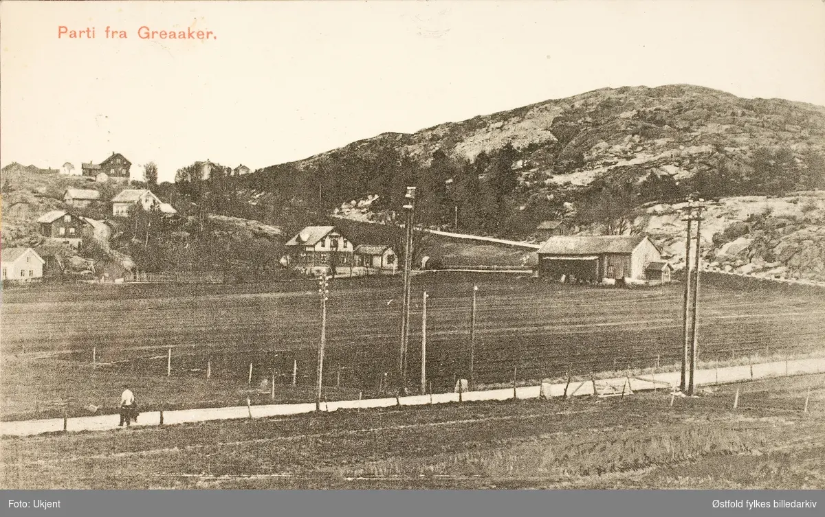 Postkort fra Greåker i Tune postemplet 1909.