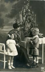 Julekort. Julehilsen. Fotografisk motiv. Svart/hvitt. Interi