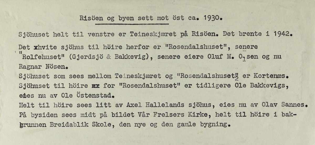 Risøen og byen sett mot øst ca. 1930 - Haugalandmuseet / DigitaltMuseum