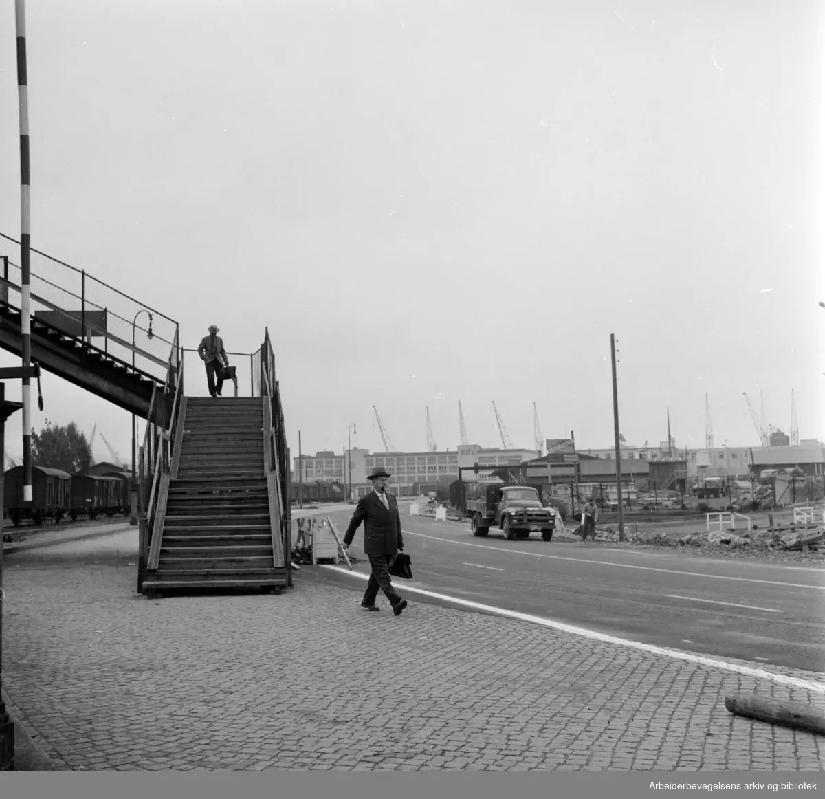 Strandpromenaden. Fotgjengerovergangen ved Filipstad. Oktober1959