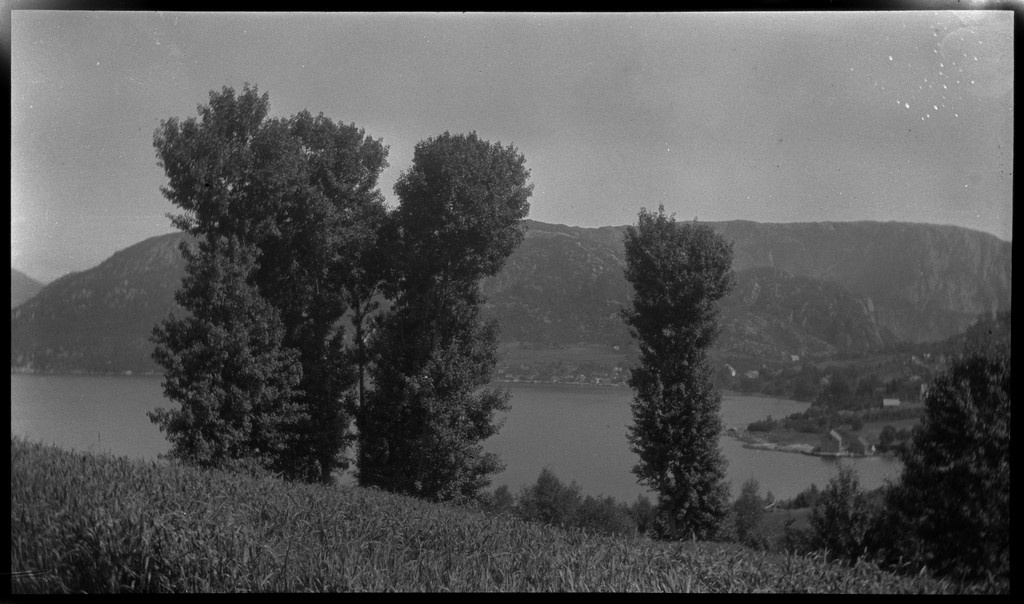 Unge menn og gutter på tur med ro- og seilbåt i Ryfylke. Det er bilder fra båtturene, bading, teltliv og turer på landet og i fjellet. Noen av guttene går med speiderskjorte.