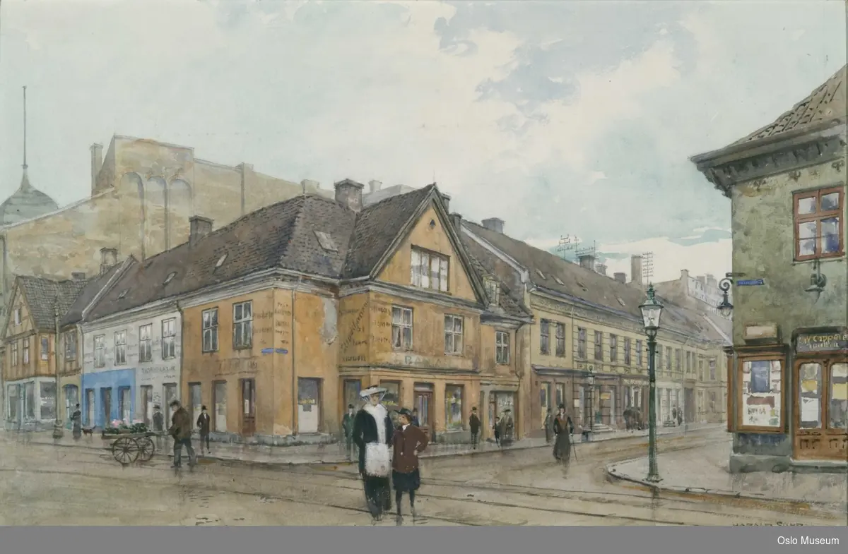 Hjørnet Tollbodgaten, Kirkegaten [akvarell]