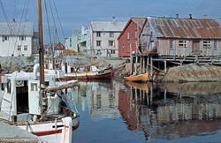 Foto fra båthavna på fiskeværet Grip, nå i Kristiansund komm