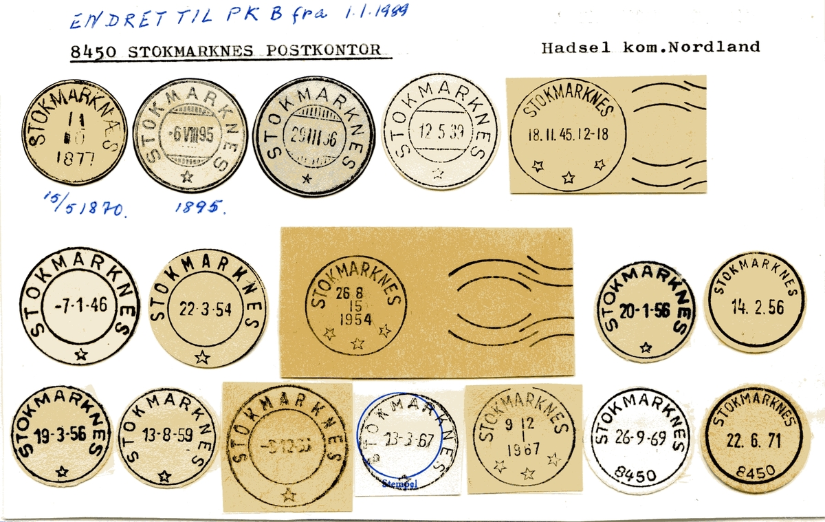 Stempelkatalog 8450 Stokmarknes, Hadsel, Nordland