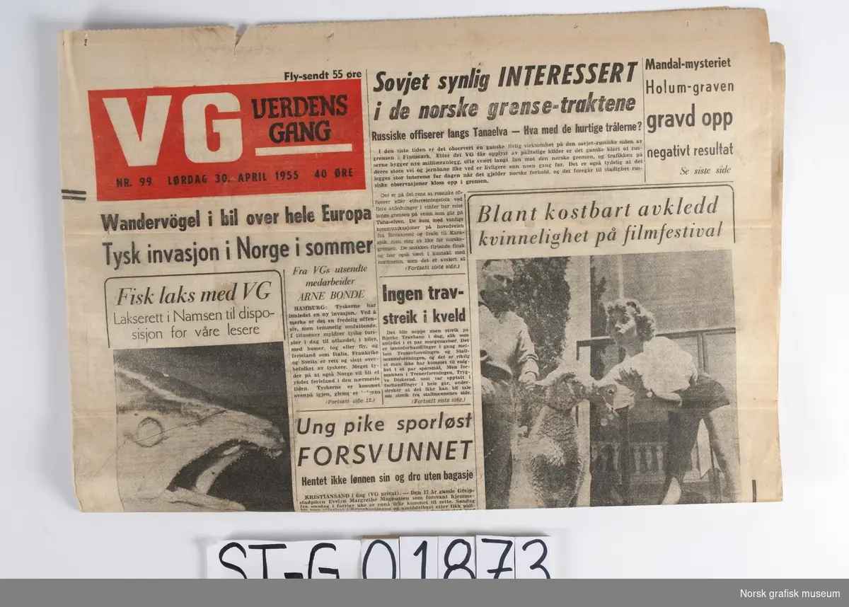 VG: Lørdag 30. april 1955.