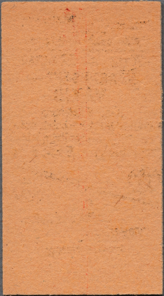 Brun Edmonsonsk biljett med tryckt text i svart:
"Samtrafik. (Ö.V.J.)
Får icke överlåtas
Tur o. Retur VÄRENDSEKE-VÄXJÖ över Brittatorp.
Gäller för fram- och återresa bilj. avstämplingsdag
3:3 klass. Kr. 4.10".
I mitten av biljetten, uppifrån och ner, löper en röd linje. Ett diagonalt streck avdelar biljetten i nederkant, där ett stort inramat "T" står på vänster sida och ett stort inramat "R" på den högra, under strecket. Längst ner återfinns sträckan samt biljettnumret "0561".
Det finns tio dubbletter med identisk text förutom biljettnumren som är 0562 - 0571.