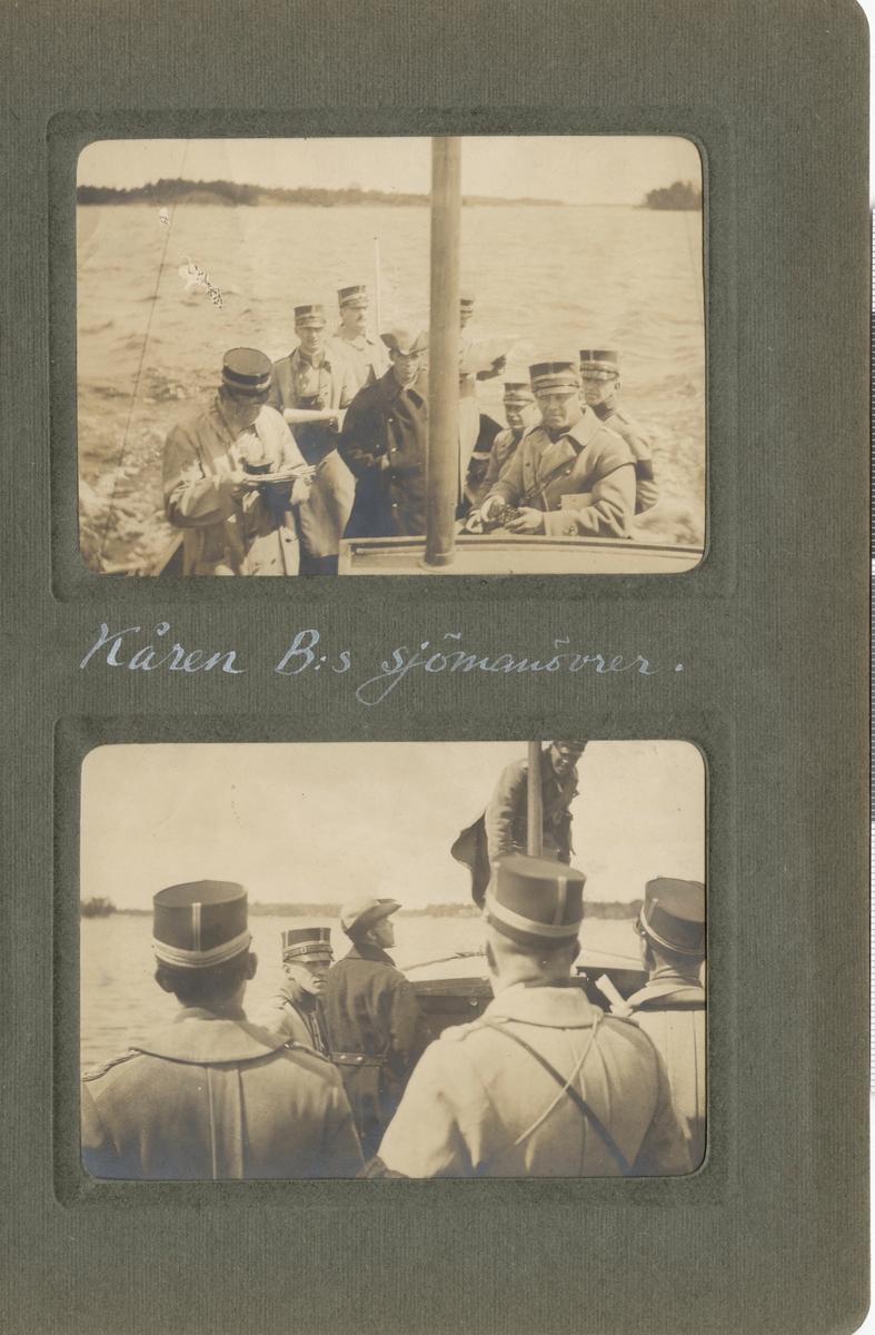Text i fotoalbum: "Officersövningarna 1920. Kåren B:s sjömanövrer."