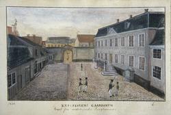 1824 / Krigsskolens Gaardsrum / taget fra Undertegnedes Seng