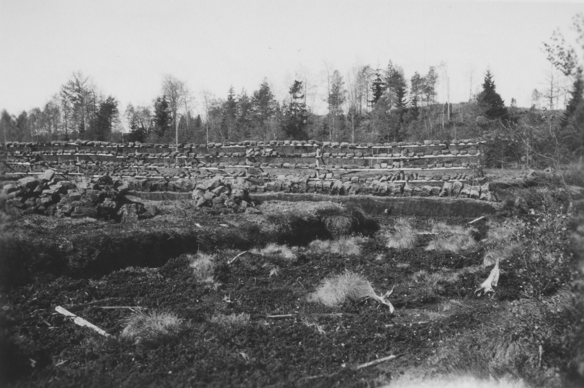 Torvfält med torkställningar vid Sonakull i Kulltorps socken.