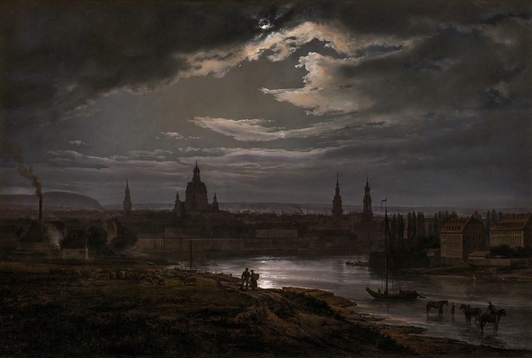 Dresden i måneskinn [Maleri]