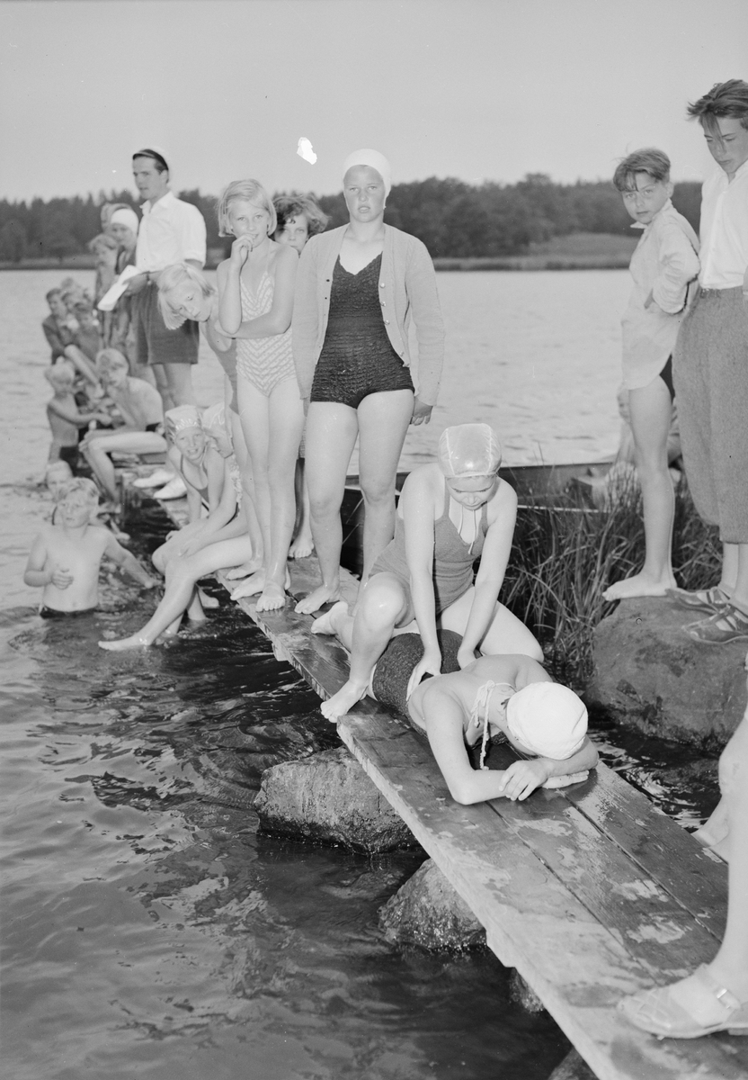 Simning, avslutning, Rasbo, Rasbo socken, Uppland, juli 1951