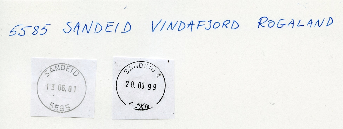 Stempelkatalog  4220 Sandeid, Vindafjord kommune, Rogaland