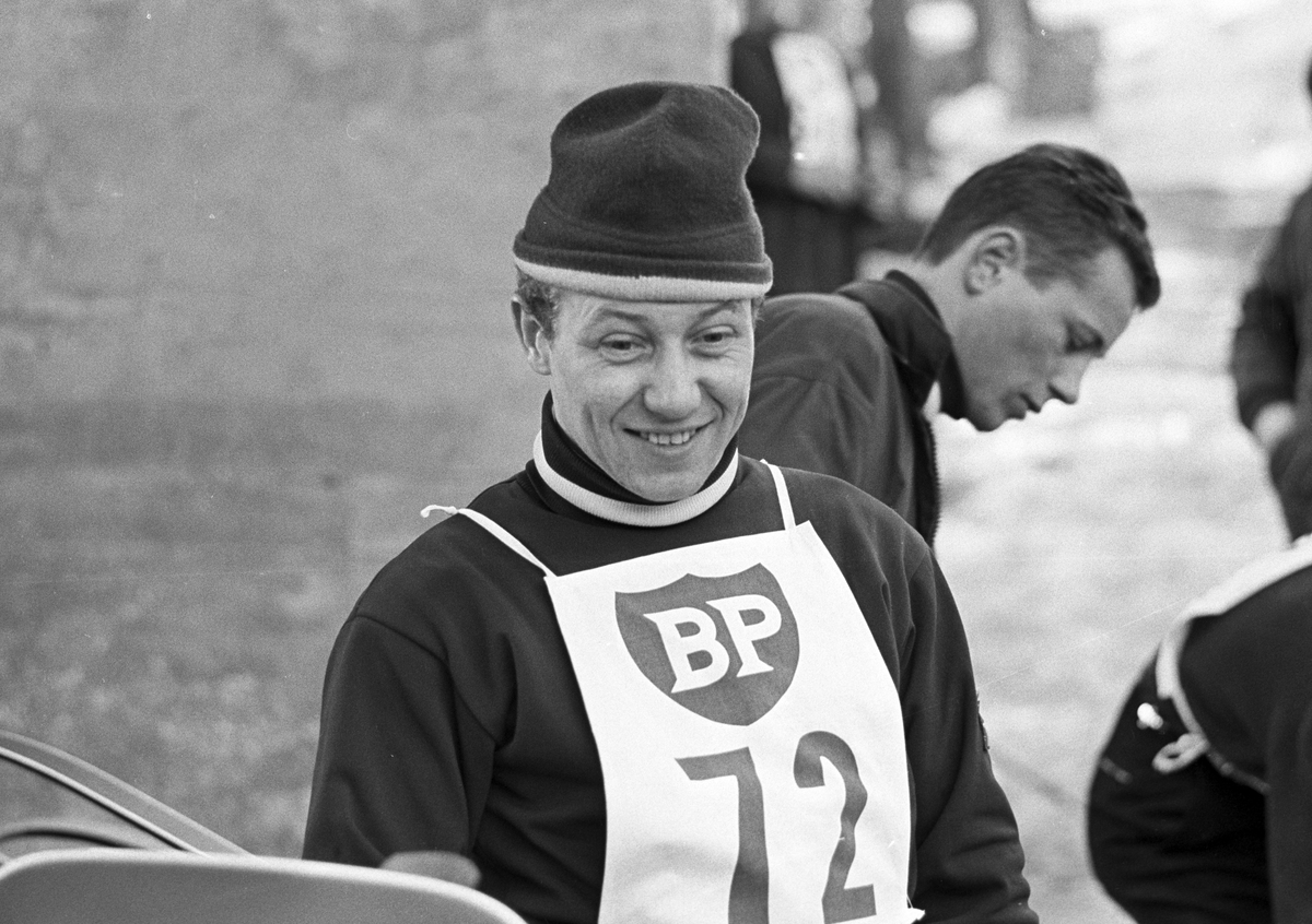 Bildet viser skihopper Torgeir Brandtzæg, NM ski i liten bakke 1965, Midtstubakken. Fotografert 21. februar 1965.