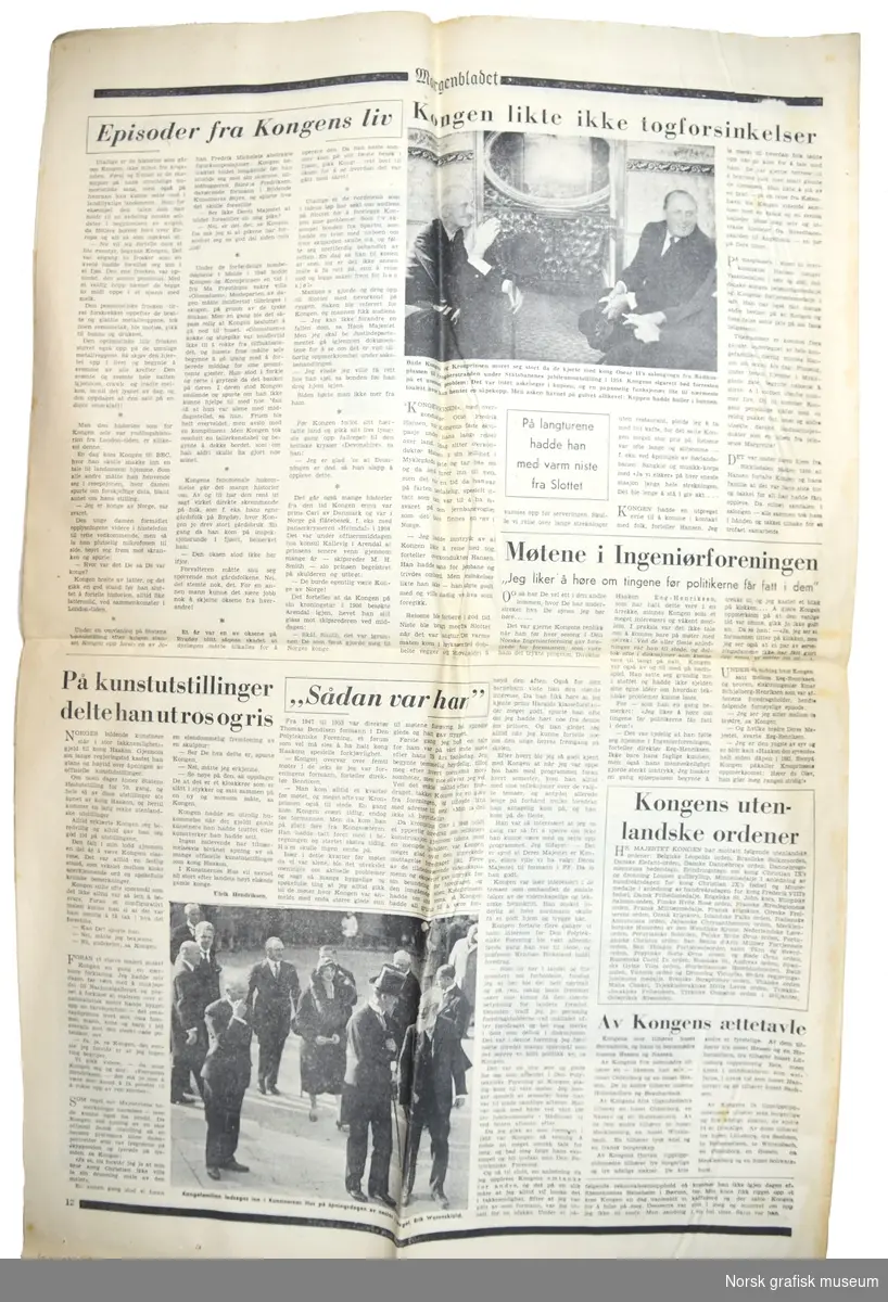 Eksemplar av Morgenbladet som omhandler Kong Haakon VIIs død.
