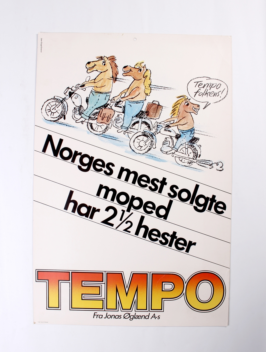 Reklameplakat for Tempo fra Jonas Øglænd. Trykt på begge sider.