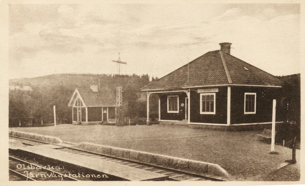 Falun - Västerdalarnes Järnväg, FVJ. Järnvägsstationen i Olsbacka.