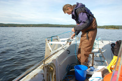 Denne "sleden" drar man etter båten og fanger bunndyr som lever på bunnen av innsjøen.. Foto/Photo