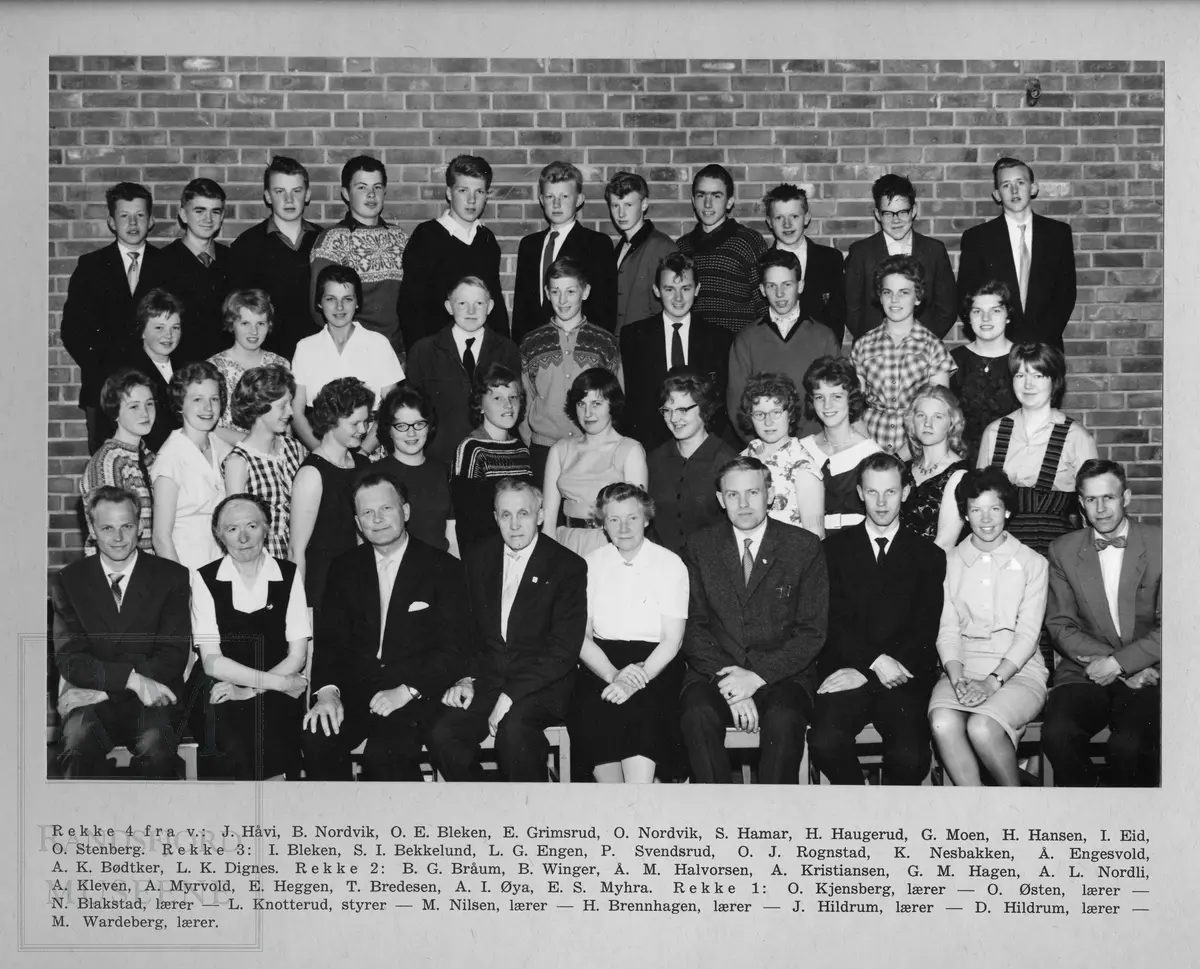 Brandbu Framhaldsskole - 9. skoleår 1960-1961