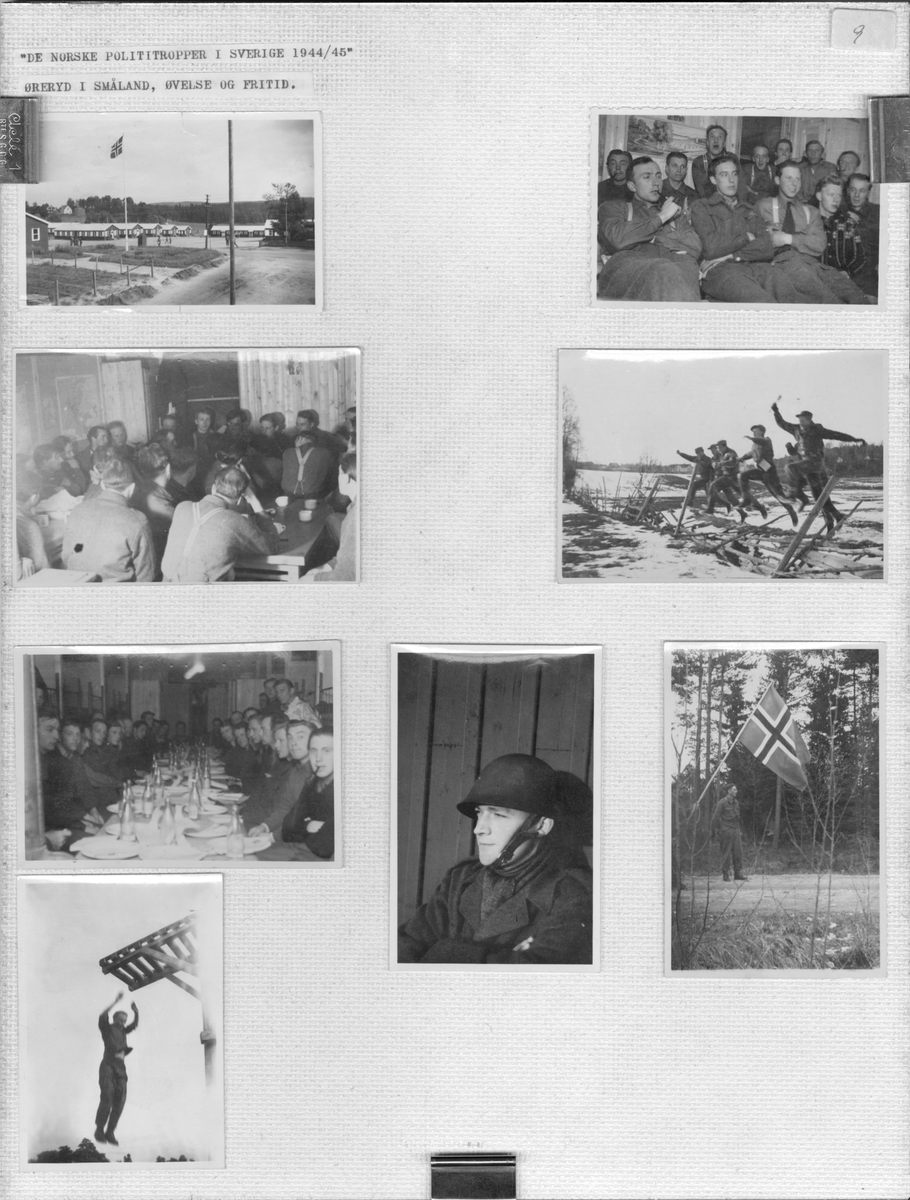 Norske polititropper under øvelse og fritid i Øreryd, Småland i Sverige 1944/45