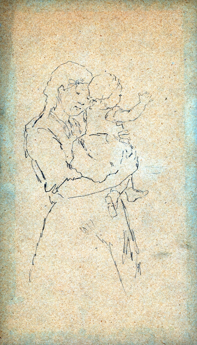 Ung mor med barn på arm