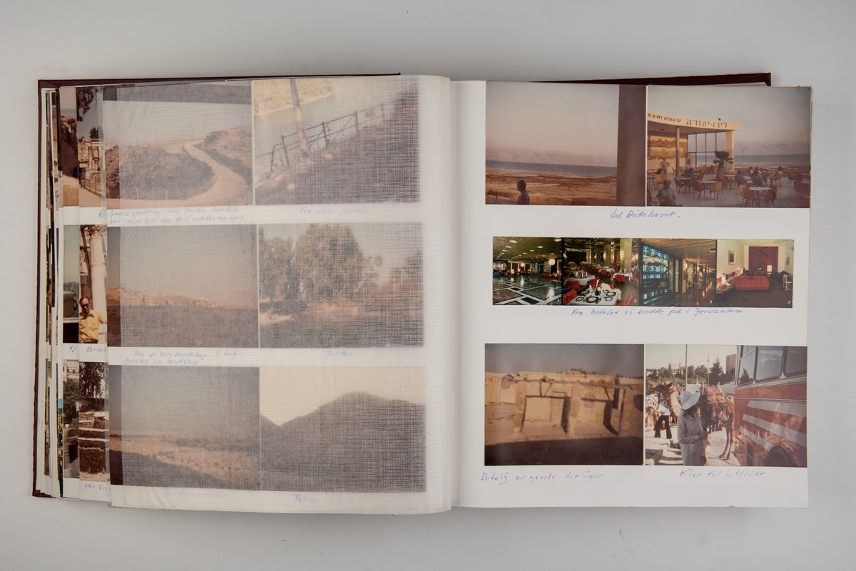 Album med fotografier fra cruiseturer med 'Sagafjord' og 'North Star', med stopp i forskjellige land rundt Middelhavet og i Midtøsten. Inneholder også noen få fotografier fra Hong Kong.