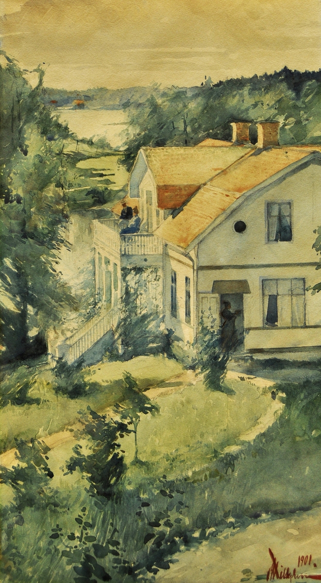 Målning, akvarell: "Från Södermanland".
Signerad: B Hillgren 1901.