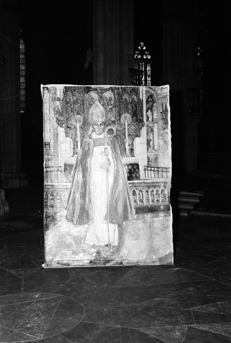 Målning föreställande ärkebiskop Yngve Brilioth, Uppsala domkyrka 1952