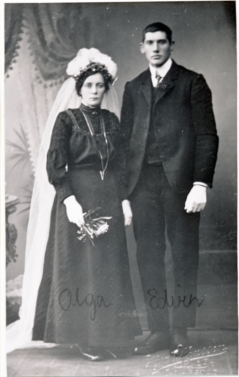 Brudebilde av Olga og Eivind Andreassen.1910.